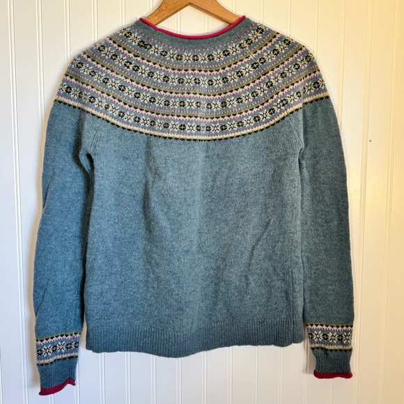 Anthropologie Tabitha Webb Women's Blue Fair Isle Lambswool Blend Sweater Size M - Picture 5 of 11